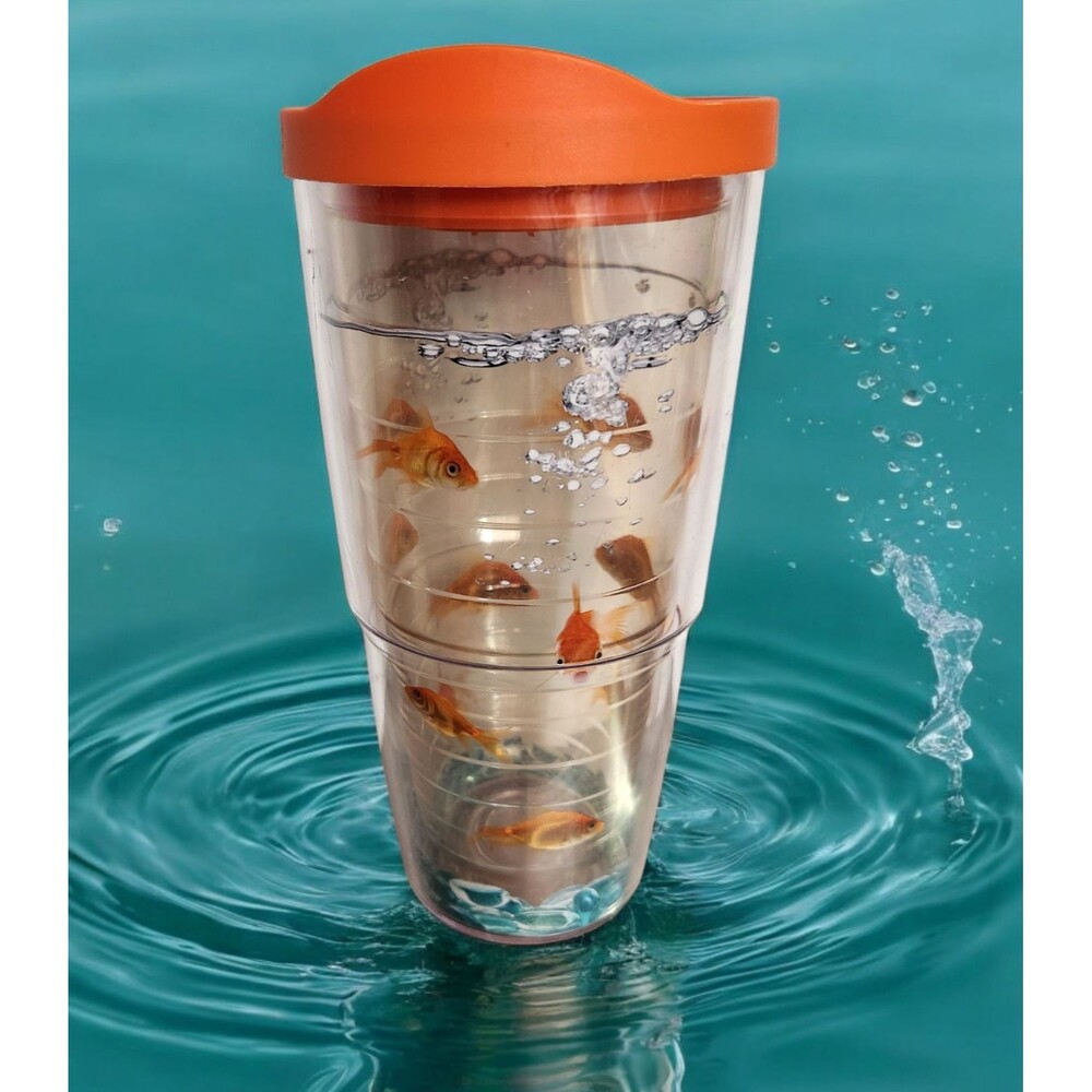 Tervis Tumbler 24 oz. Clear with Goldfish and Bubbles Orange Lid